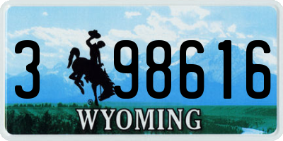 WY license plate 398616