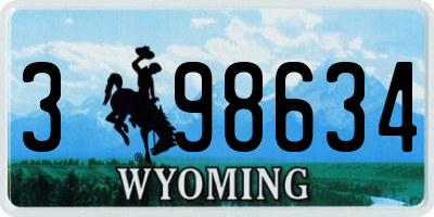 WY license plate 398634