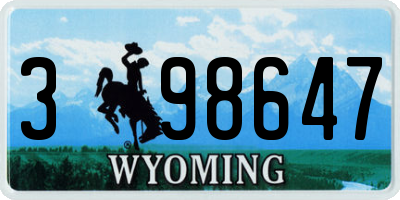 WY license plate 398647