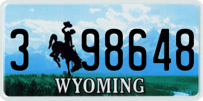 WY license plate 398648
