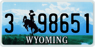 WY license plate 398651