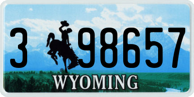 WY license plate 398657