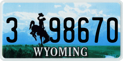 WY license plate 398670