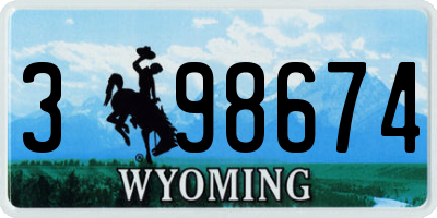 WY license plate 398674