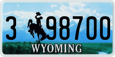WY license plate 398700
