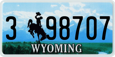 WY license plate 398707