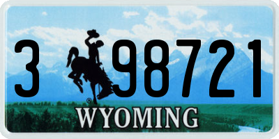WY license plate 398721