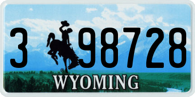 WY license plate 398728