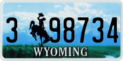 WY license plate 398734