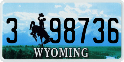 WY license plate 398736