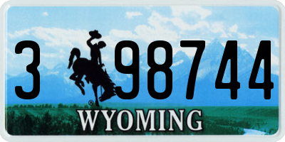 WY license plate 398744