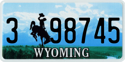 WY license plate 398745