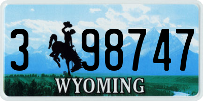 WY license plate 398747
