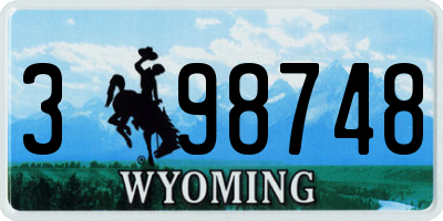 WY license plate 398748