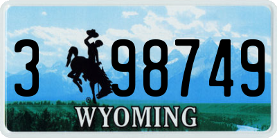 WY license plate 398749