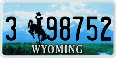 WY license plate 398752