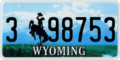 WY license plate 398753