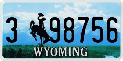 WY license plate 398756