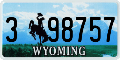 WY license plate 398757