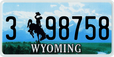 WY license plate 398758