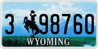 WY license plate 398760