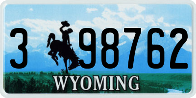 WY license plate 398762