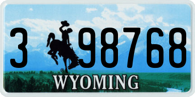 WY license plate 398768