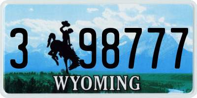 WY license plate 398777