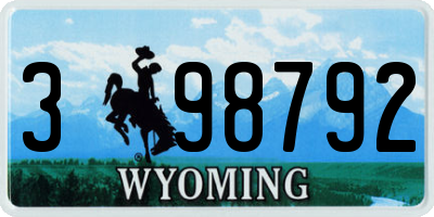 WY license plate 398792