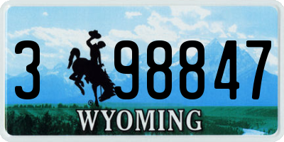 WY license plate 398847