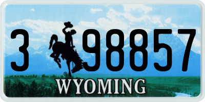 WY license plate 398857