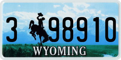 WY license plate 398910