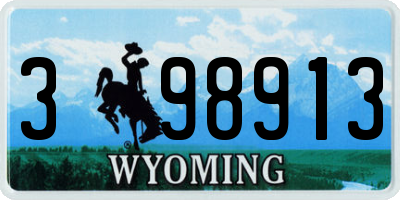 WY license plate 398913