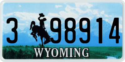 WY license plate 398914
