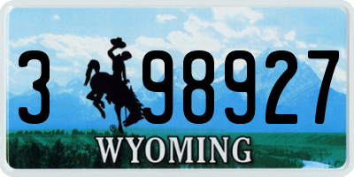 WY license plate 398927