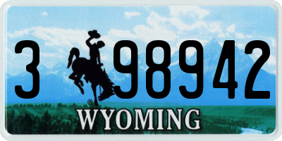 WY license plate 398942