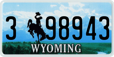WY license plate 398943