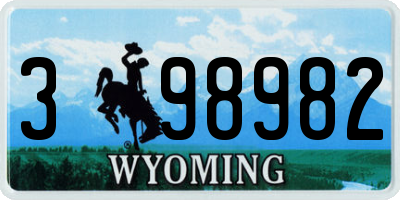 WY license plate 398982