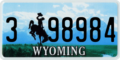 WY license plate 398984