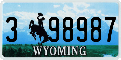 WY license plate 398987