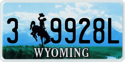 WY license plate 39928L