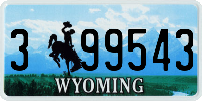 WY license plate 399543