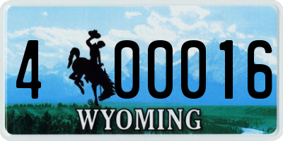 WY license plate 400016