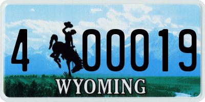 WY license plate 400019