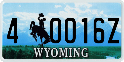 WY license plate 40016Z