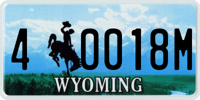 WY license plate 40018M
