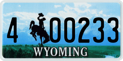 WY license plate 400233