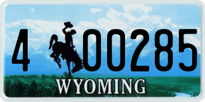 WY license plate 400285