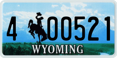 WY license plate 400521