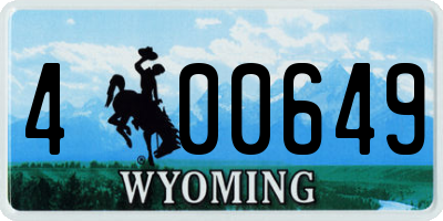 WY license plate 400649